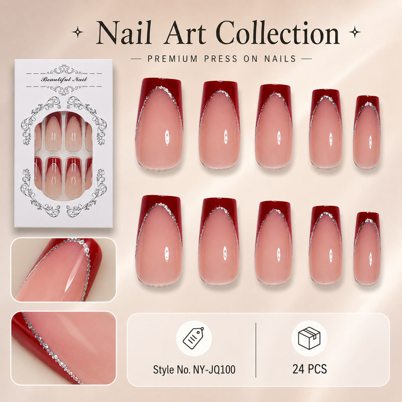 Premium Artificial Nail Set with Elegant Decoration Stornfield