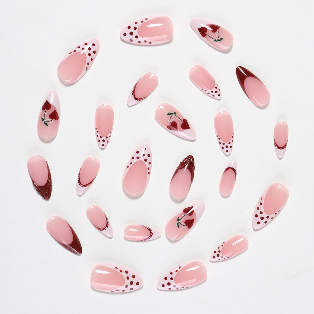 Creative nail art set with romantic heart design and playful accents Stornfield