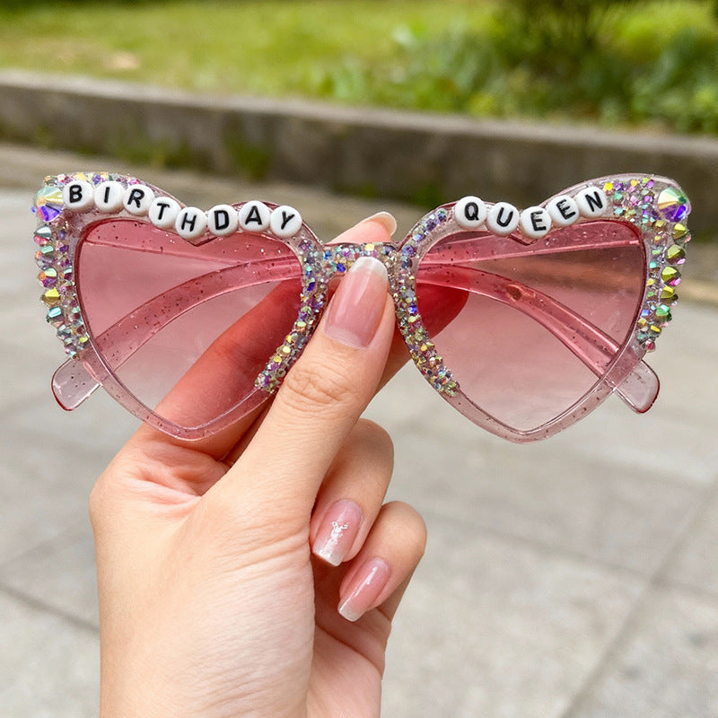 Decorative Rhinestone-Embellished Heart-Shaped Sunglasses Stornfield