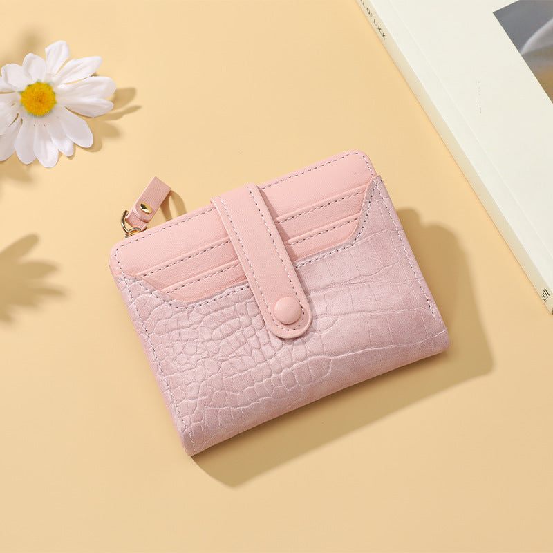 Compact Crocodile-Texture Zip Card Wallet Stornfield