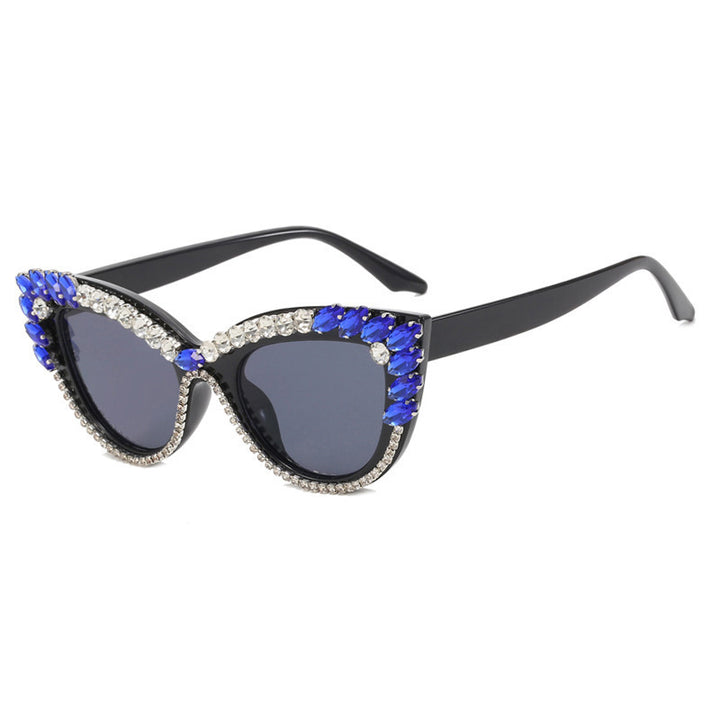 Ladies Glamorous Cat-Eye Sunglasses with Extravagant Crystal Decoration Stornfield