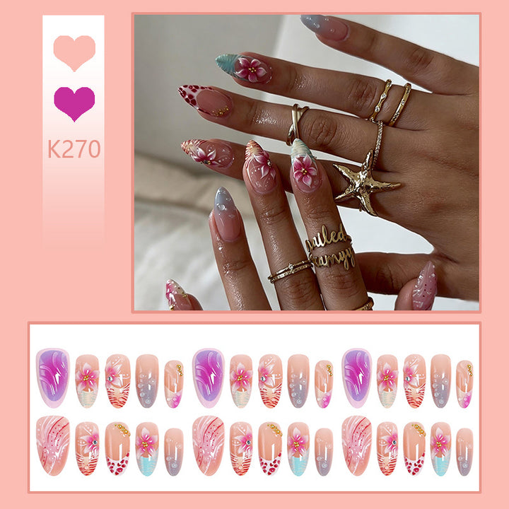 Artificial Nail Set with Floral and Glittering Accents Stornfield