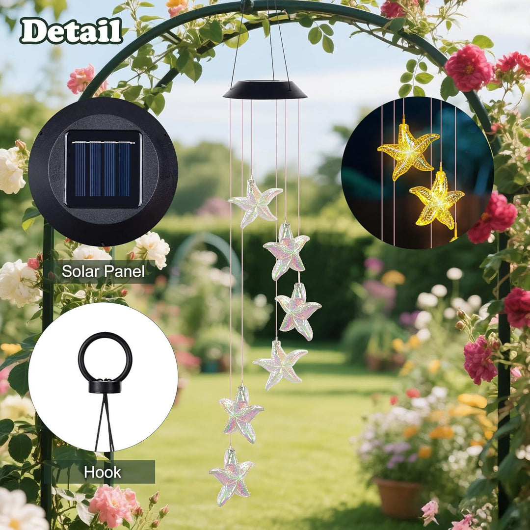 Decorative Solar LED Starfish Wind Chime Hanging Garden Light Stornfield