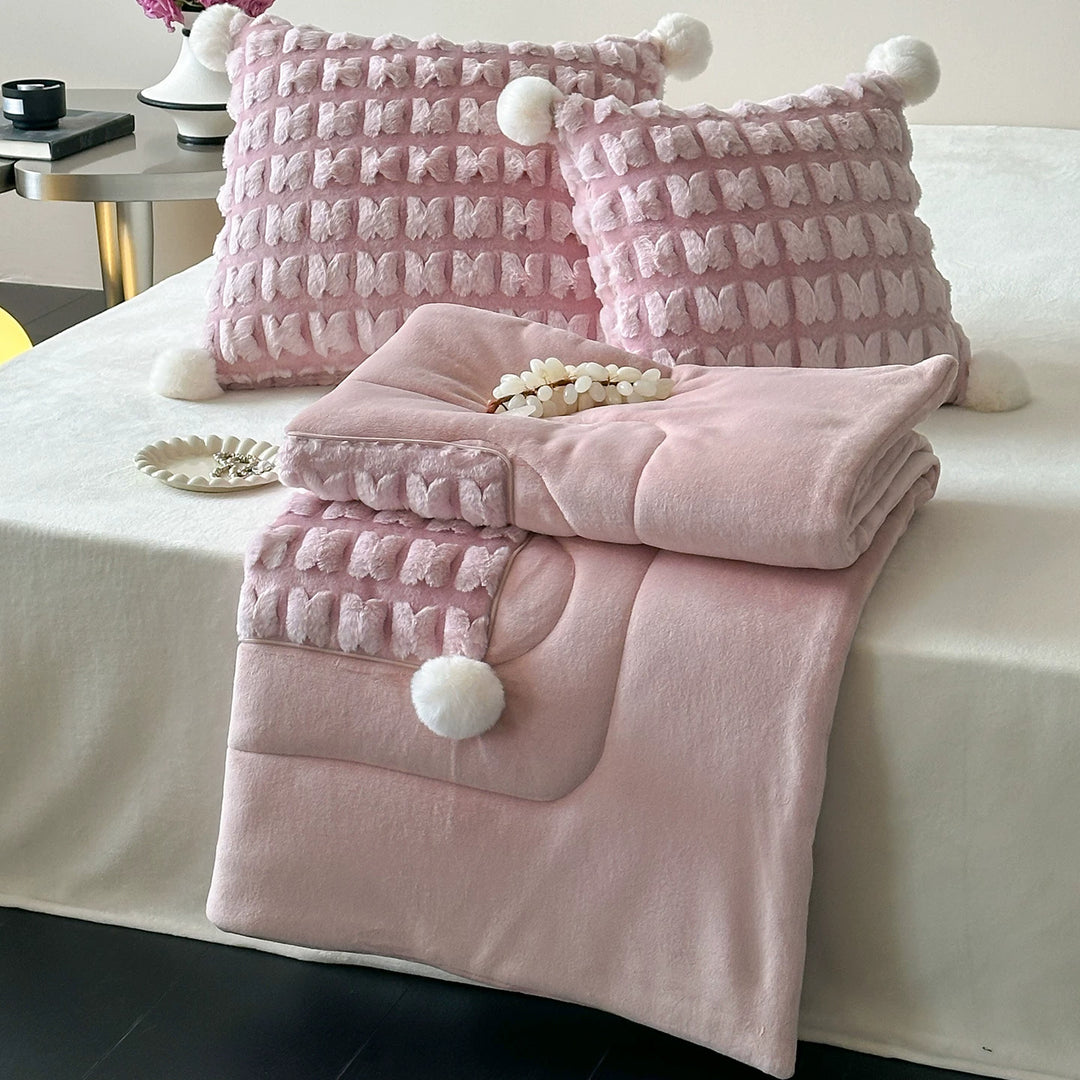 Decorative Cozy Textured Fleece Blanket Set Stornfield