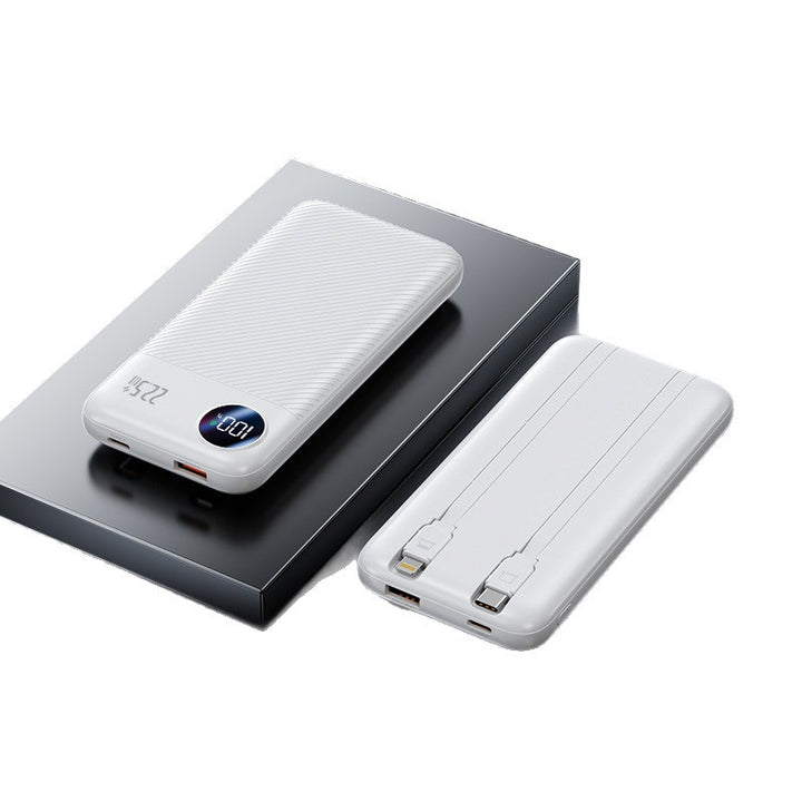 Portable power bank with integrated charging cable and digital charge level display Stornfield