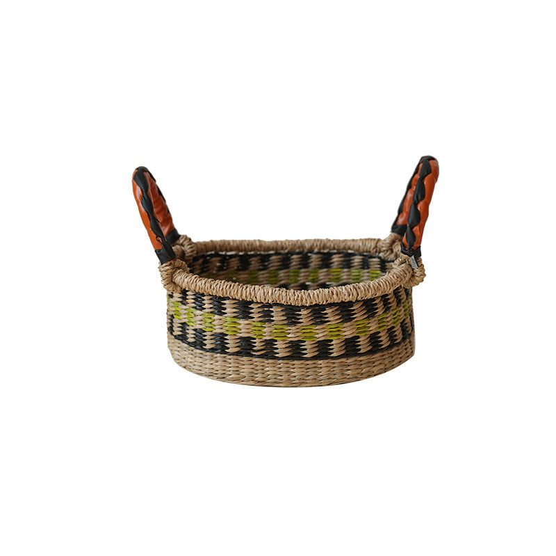 Women handwoven basket with colorful accents Stornfield