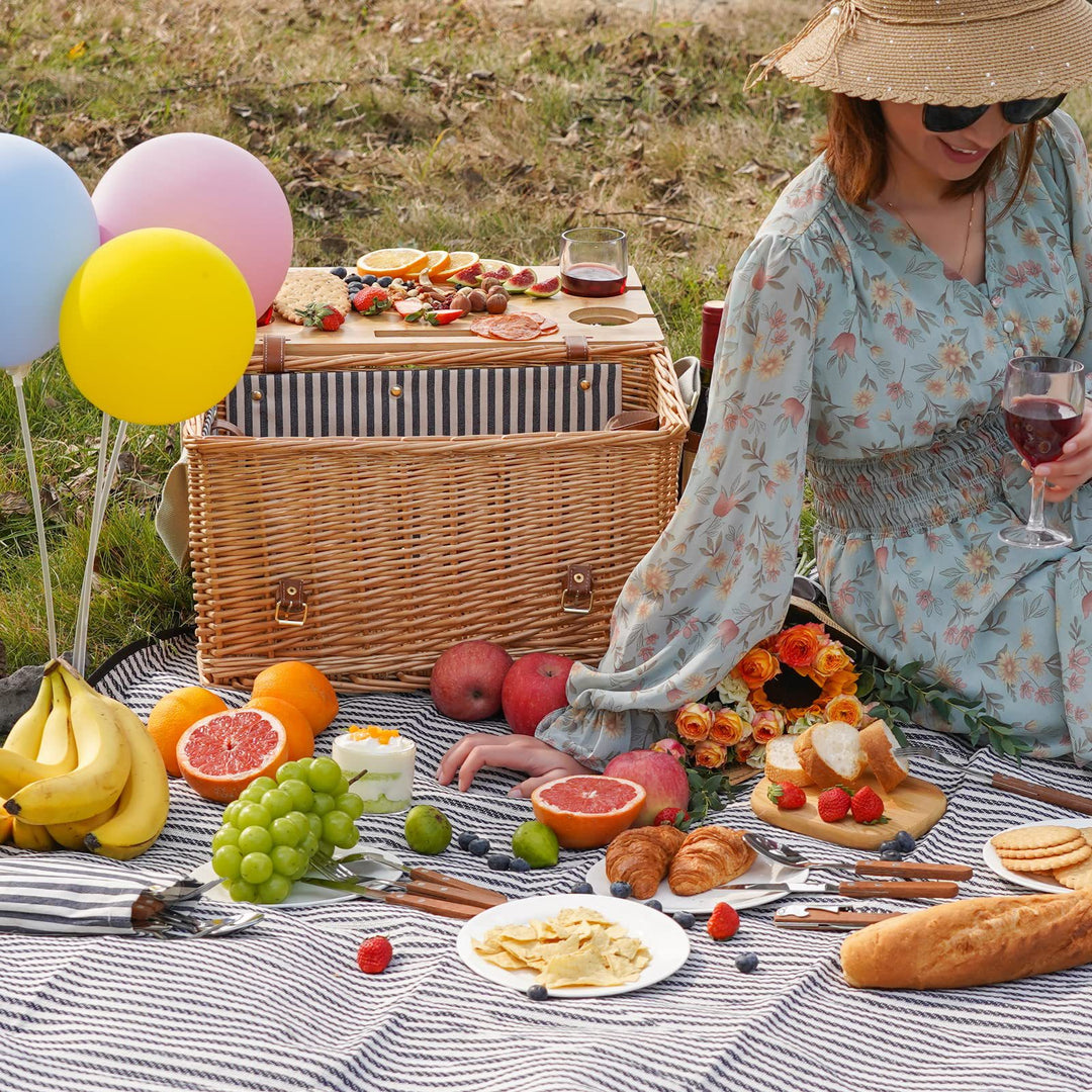 Elegant Wicker Picnic Basket with Insulated Compartment Stornfield