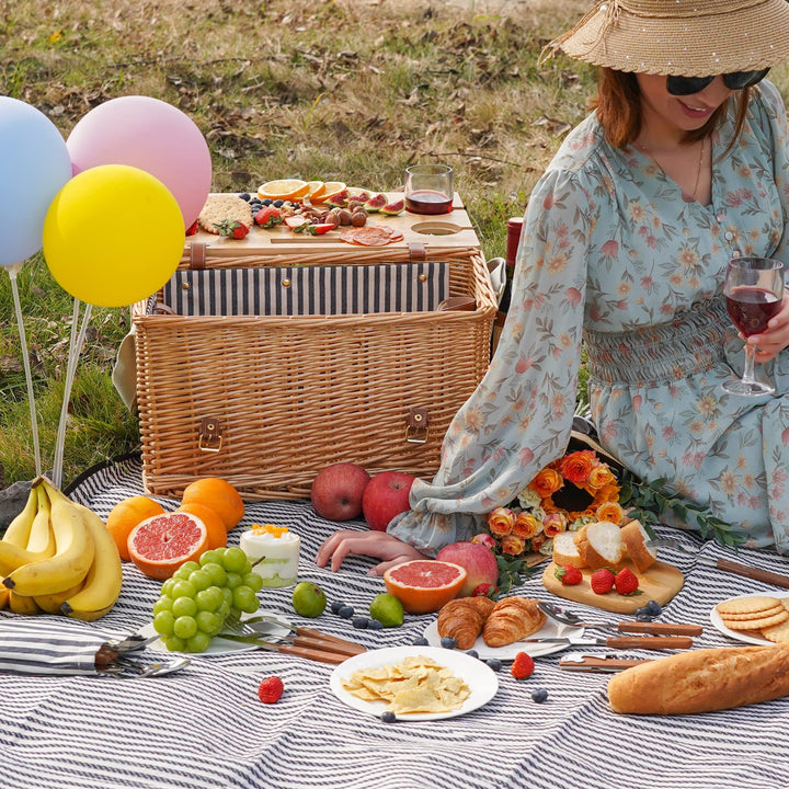 Elegant Wicker Picnic Basket with Insulated Compartment Stornfield
