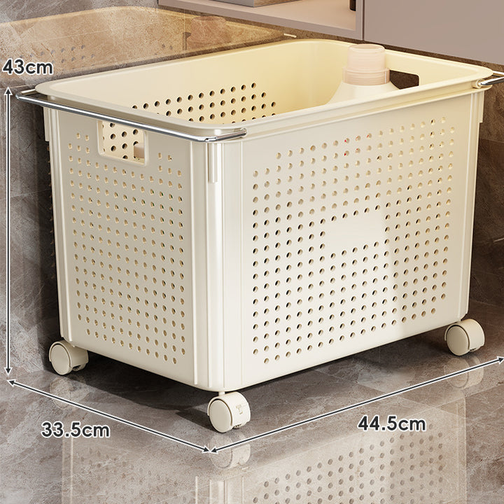Rolling Ventilated Laundry Storage Cart with Handles