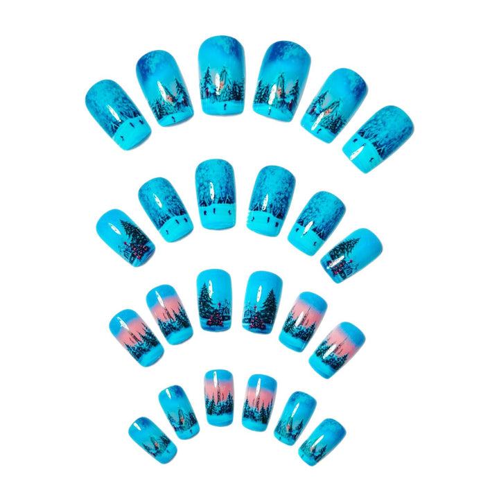 Artificial nails with festive winter landscape design Stornfield