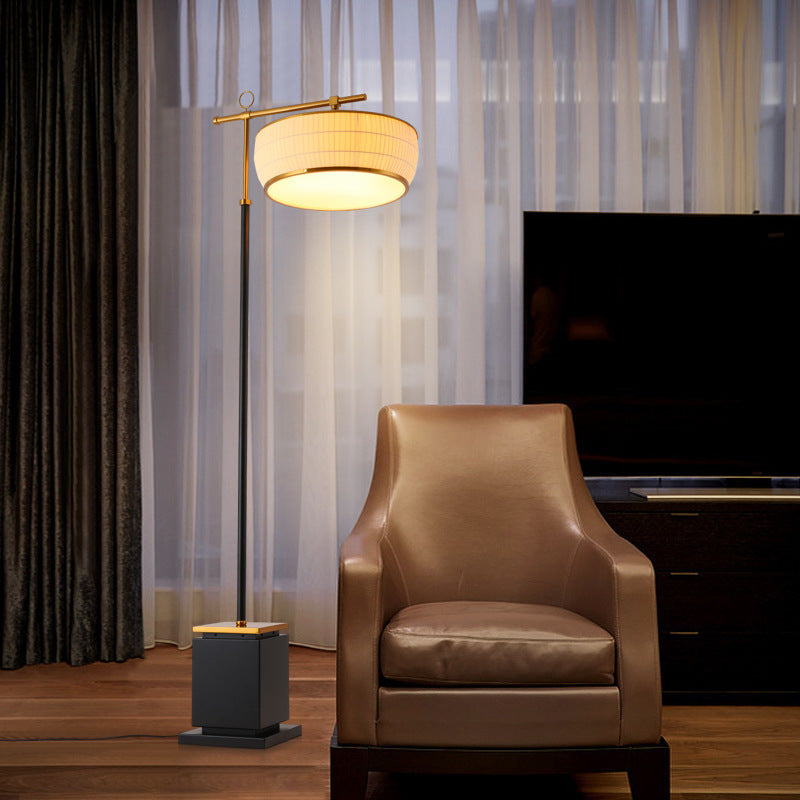 Elegant Adjustable Floor Lamp with Geometric Base