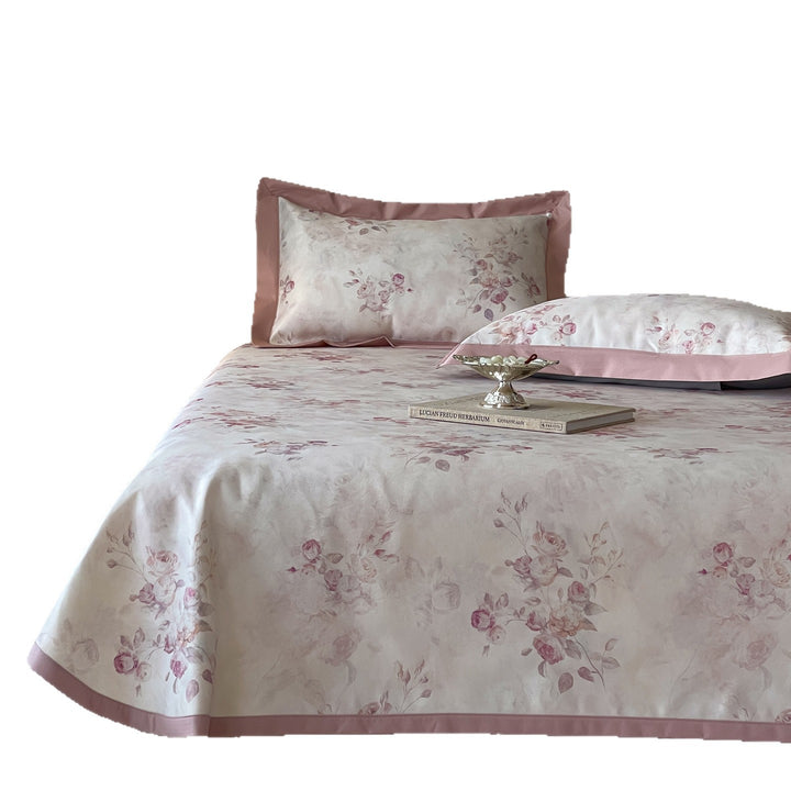Luxurious satin bed linen set with floral jacquard weaving and wide satin border