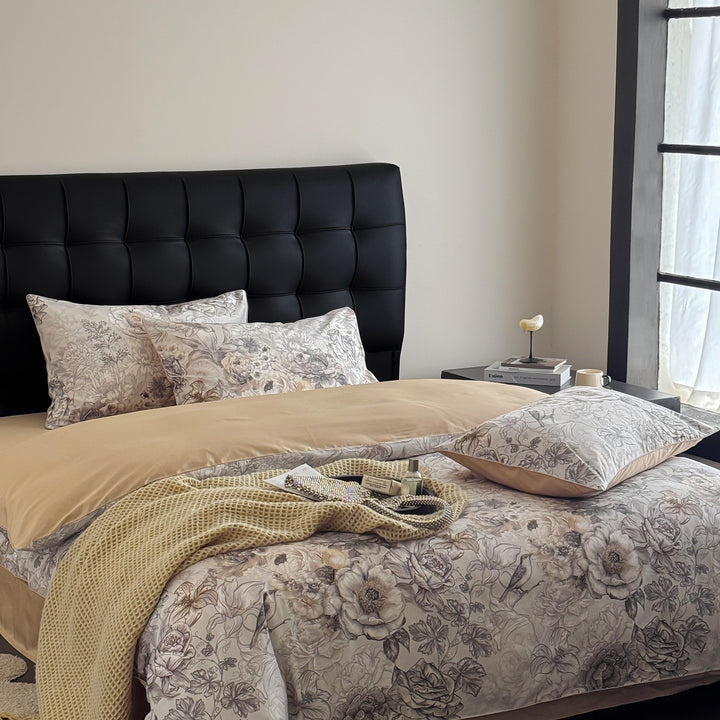 Floral Reversible Cotton Sateen Duvet Cover Set