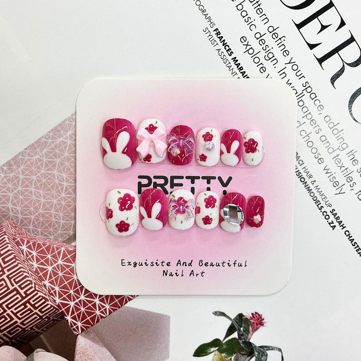 Artistic 3D Decorated Press-On Nail Set Stornfield
