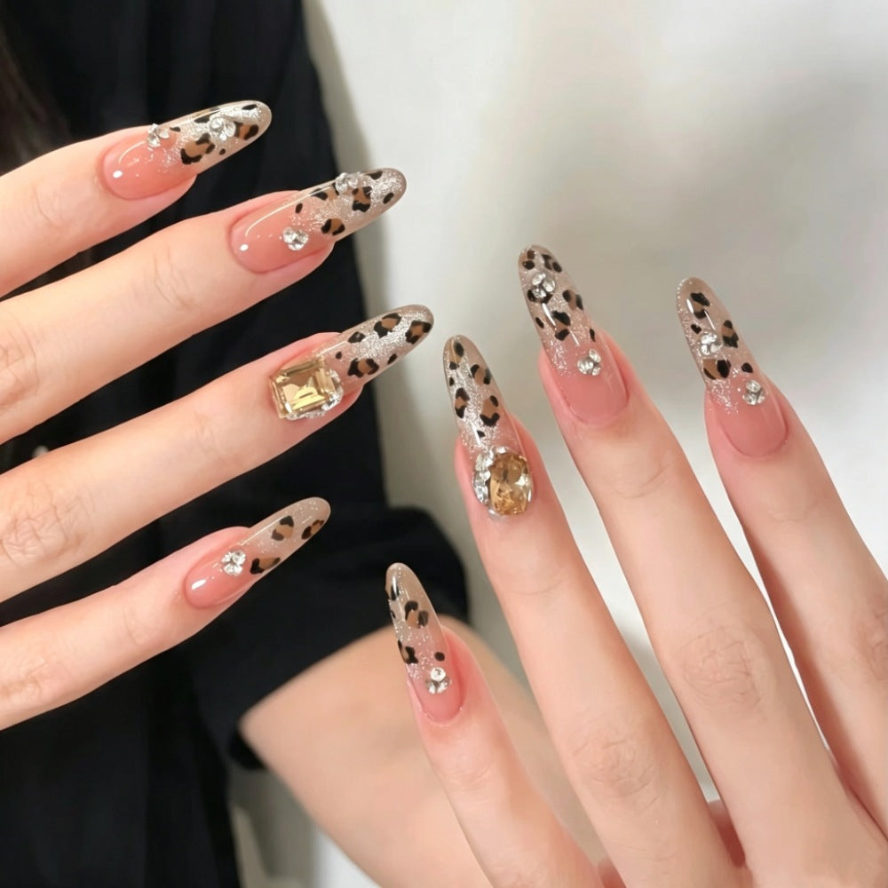 Decorative Long Stiletto Press-On Nails with Rhinestone Accents Stornfield