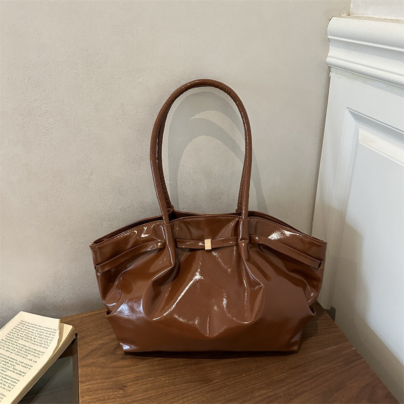 Glossy Vegan Leather Handbag