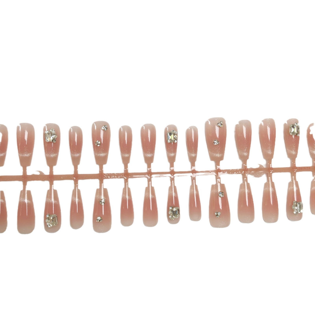 Elegant Press-On Nail Set with Pearl Accents