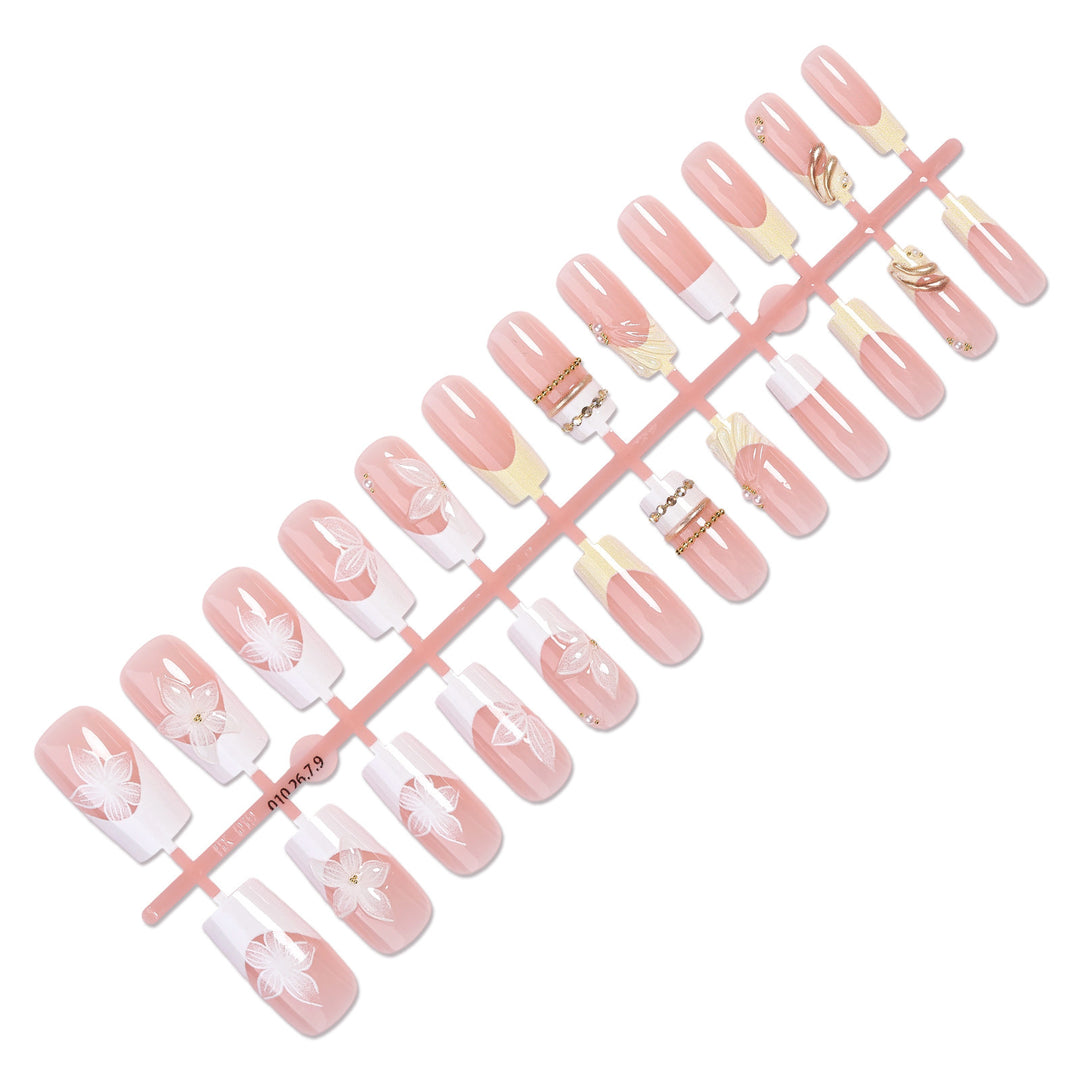 Artificial artificial nails with elegant flower design and luxurious accents Stornfield