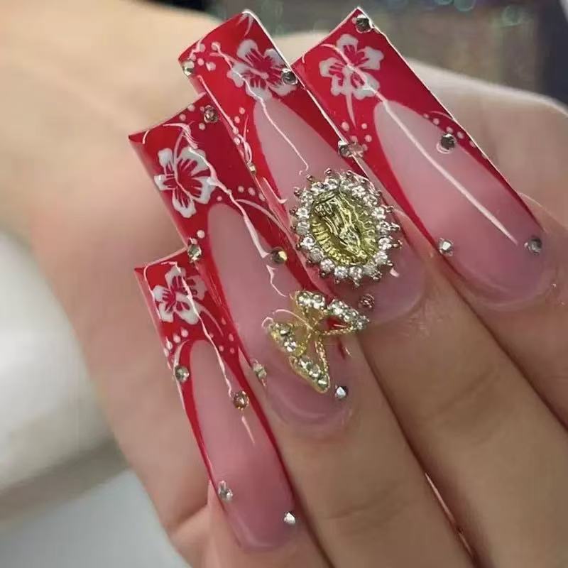 Decorative Long Acrylic Nail Art
