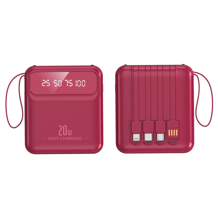 Portable power bank with integrated charging cables and digital capacity display Stornfield
