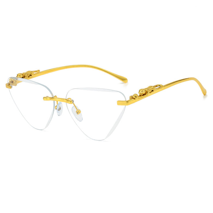 Women's Designer Sunglasses with Creative, Triangular Frame and Elegant Gold Accents Stornfield