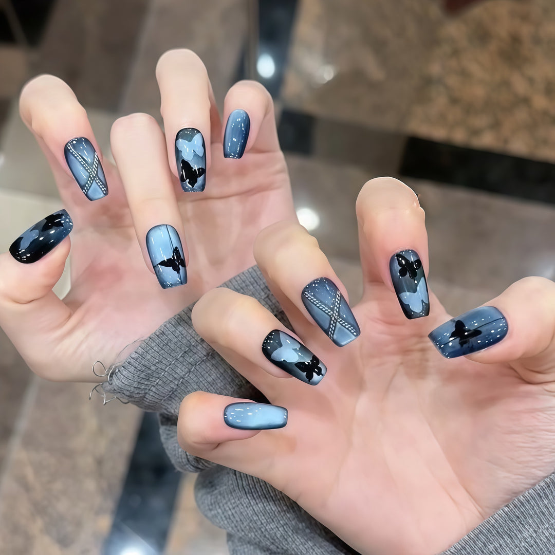 Glamorous artificial nails with fashionable butterfly design Stornfield