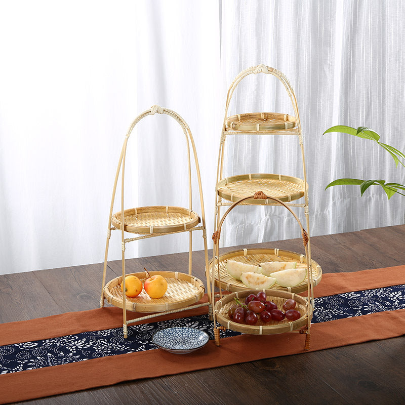 Unisex Three-Tier Serving Stand made of hand-woven natural material Stornfield