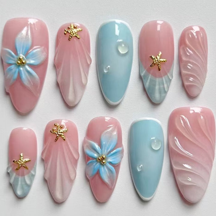 Nature-Themed Artistic Press-On Nail Set Stornfield