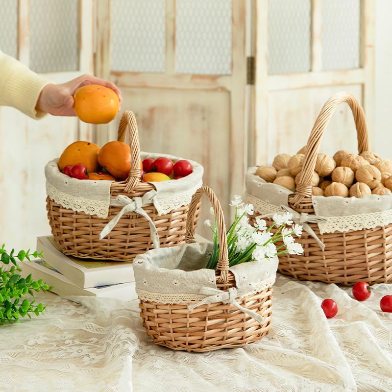 Ladies stylish storage basket with decorative fabric trim Stornfield