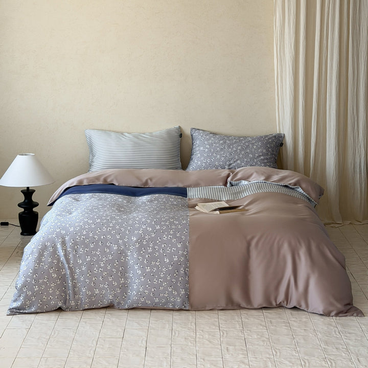 Luxury Floral Cotton Sateen Duvet Cover Set with Pillowcases