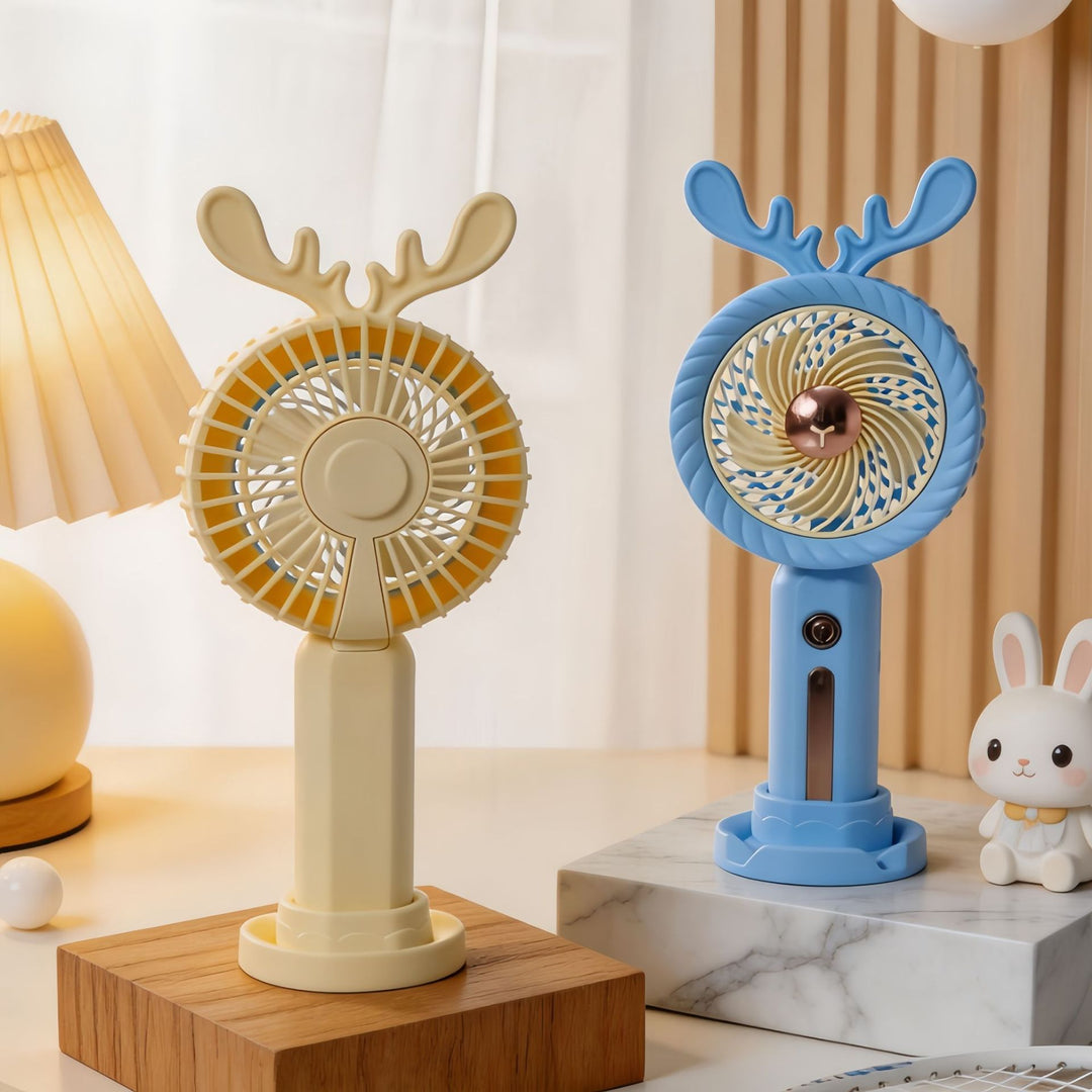 Women's Portable Hand Fan with Creative Antler Design Stornfield