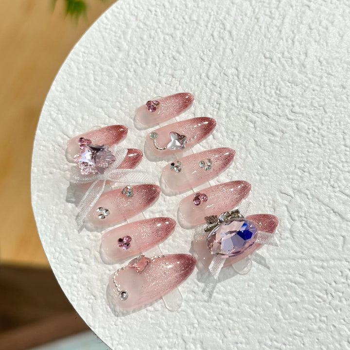 Glamorous Rhinestone-Accent Press-On Nail Set