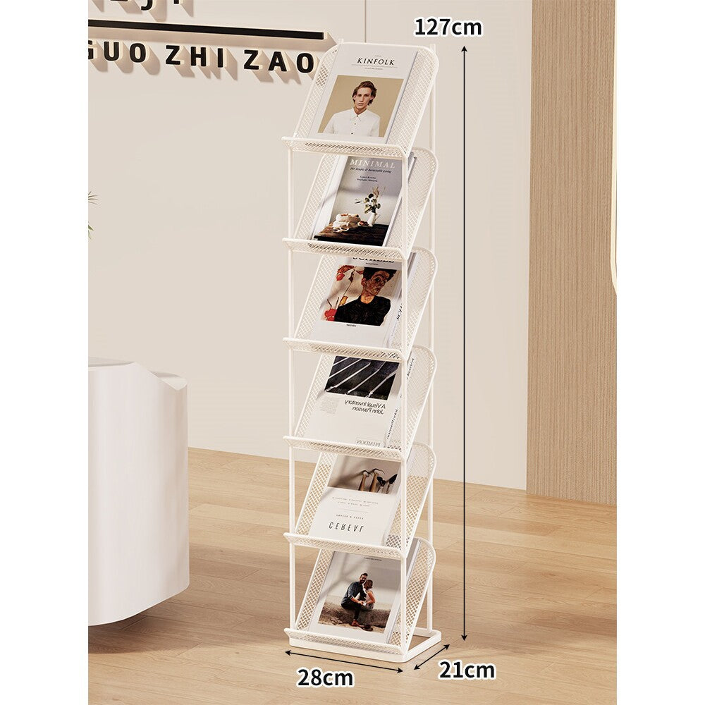 Vertical Four-Tier Metal Mesh Magazine and Brochure Display Stand