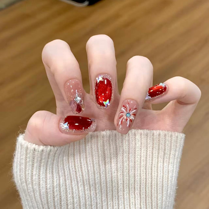 Artistic Floral-Embellished Press-On Nail Art Stornfield