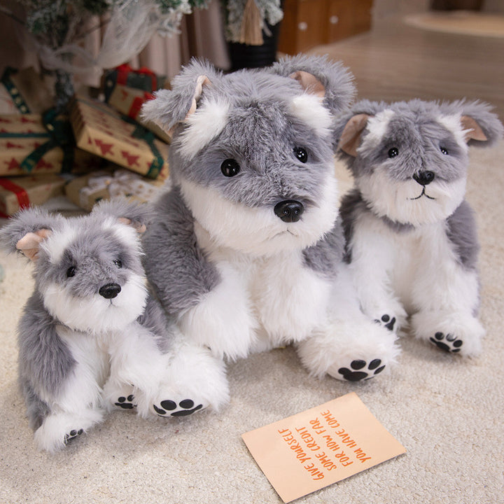 Realistic Sitting Husky-Style Plush Companion with Weighted Huggable Core and Embroidered Paw Soles Stornfield