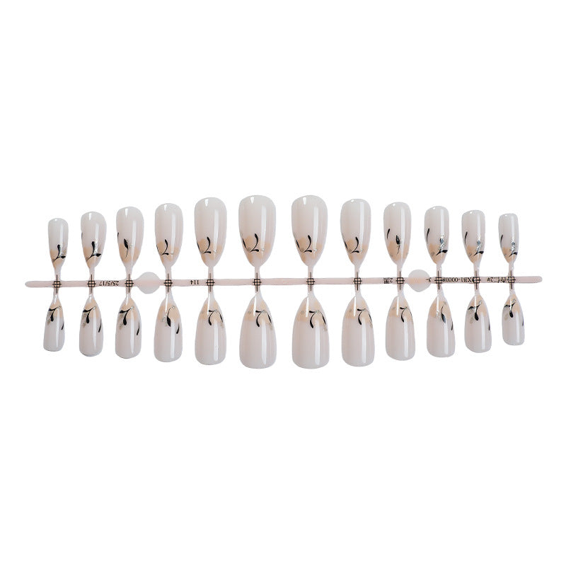 Decorative Press-On Nail Set with Artistic Floral Design Stornfield