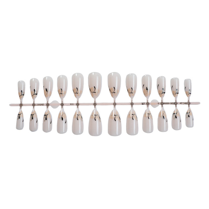 Decorative Press-On Nail Set with Artistic Floral Design Stornfield