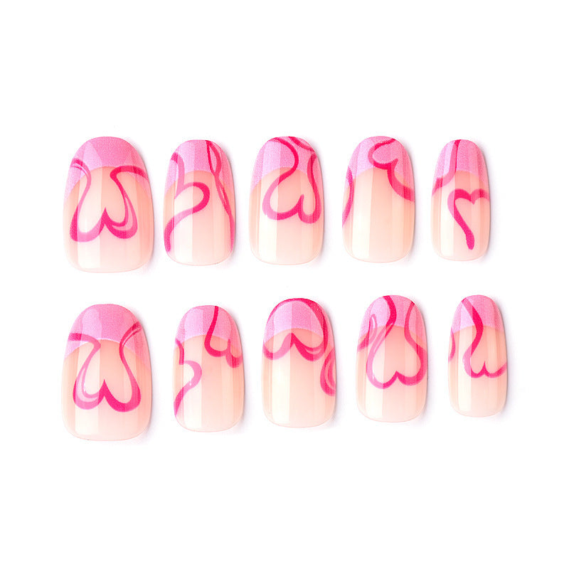 Heart-Shaped Artistic Press-On Nail Art