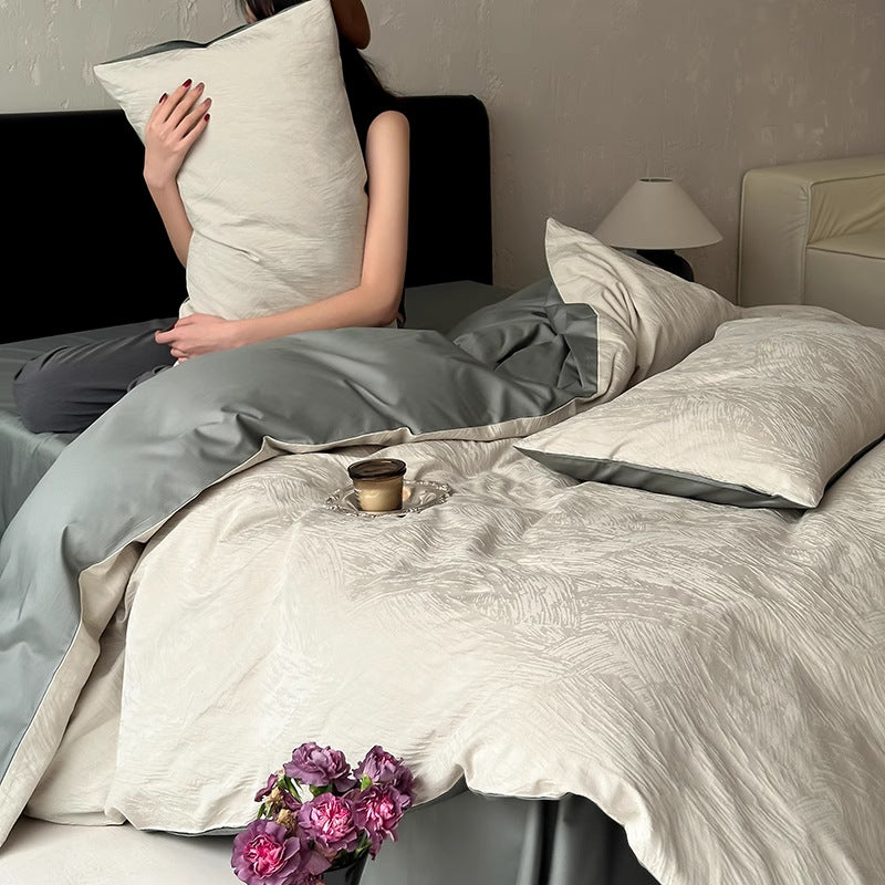Luxurious Textured Satin Bedding Set Stornfield