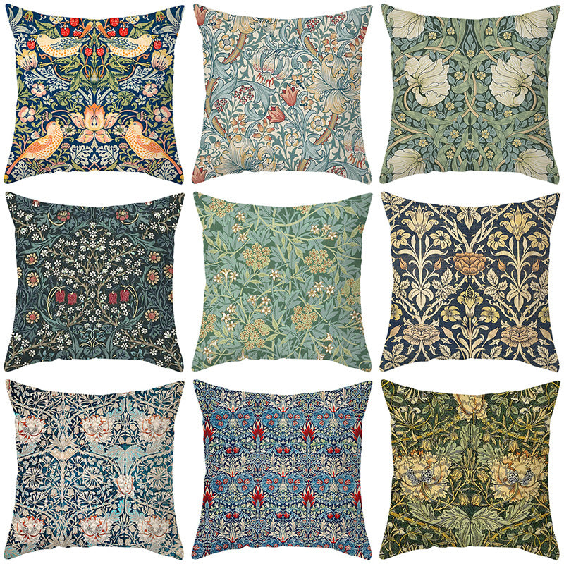 Botanical Heritage Jacobean Tapestry Square Pillow Cover with Concealed Zipper