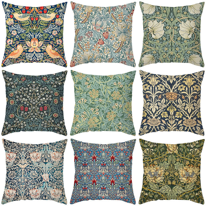 Botanical Heritage Jacobean Tapestry Square Pillow Cover with Concealed Zipper