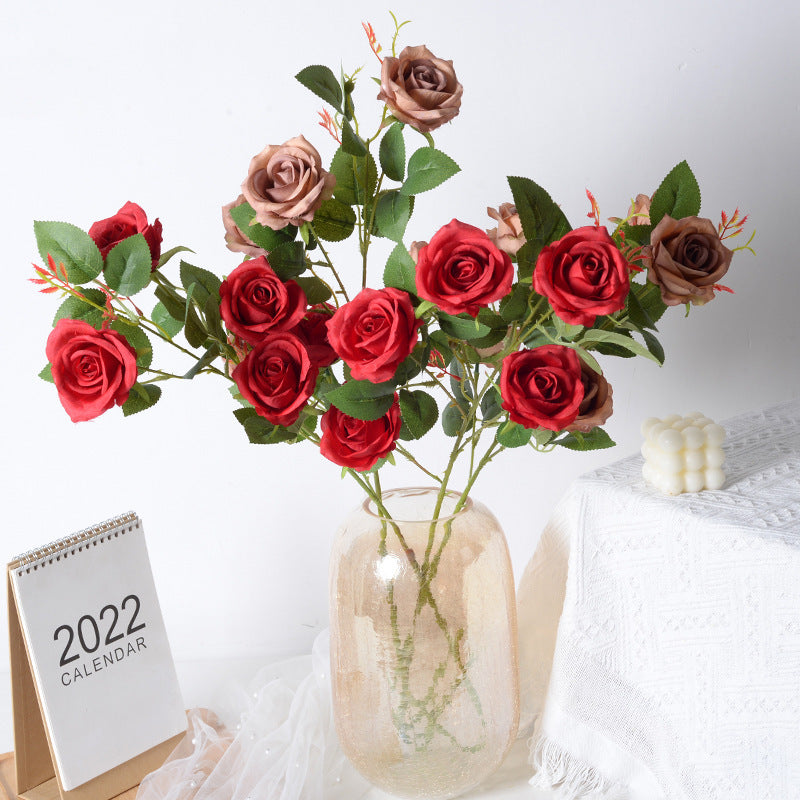 Artificial Silk Floral Rose Stem