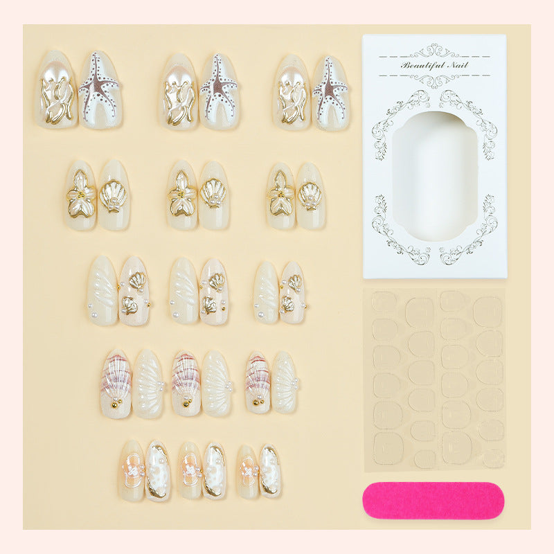 Artistic Coastal-Themed Press-On Nail Set Stornfield