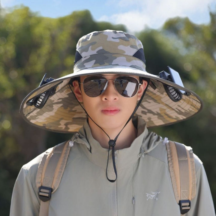 tactical fishing hat with wide brim, mesh ventilation and adjustable chin strap Stornfield