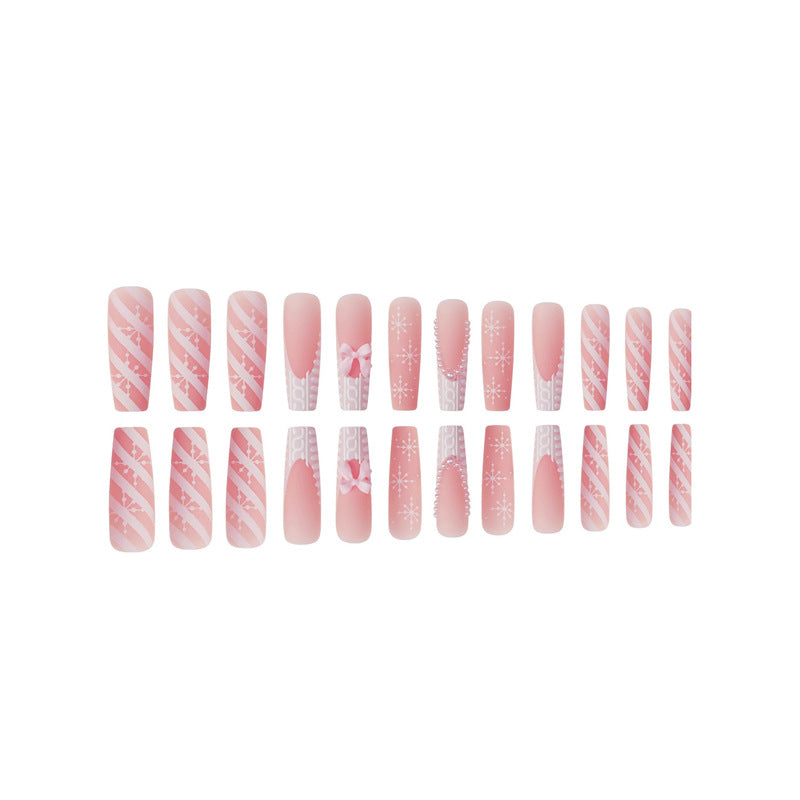 Decorative Press-On Nail Art with Pearl and Bow Accents Stornfield