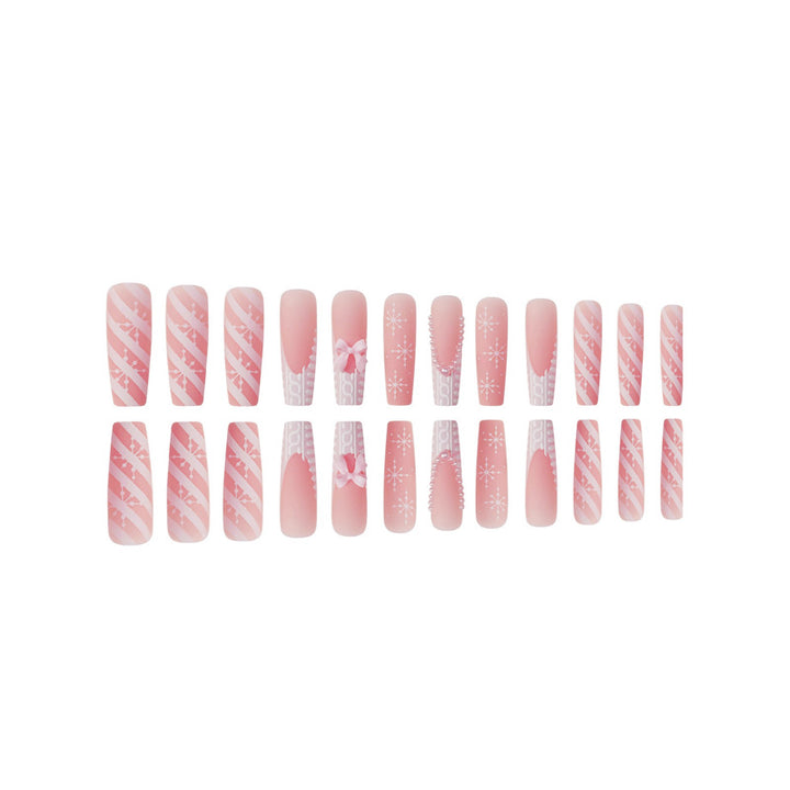 Decorative Press-On Nail Art with Pearl and Bow Accents Stornfield