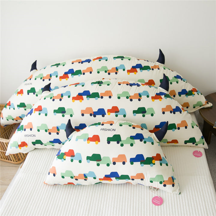 Playful Dog Print Horn-Appliqué Pillowcase Shams Set