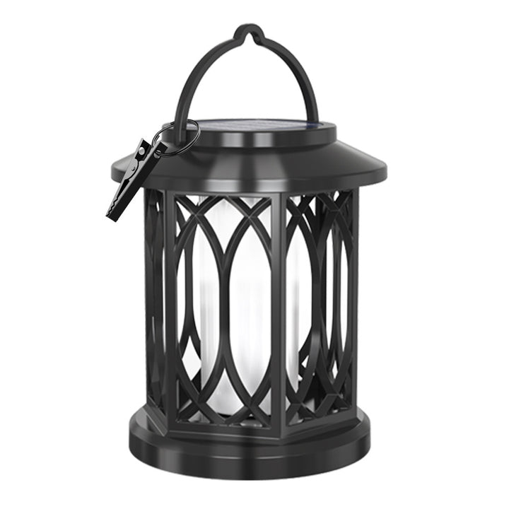 Decorative Solar Hanging Lantern With Metal Lattice Panels Stornfield
