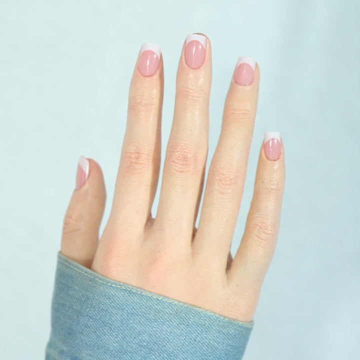 Elegant French Tip Press-On Nails with Glossy Finish Stornfield
