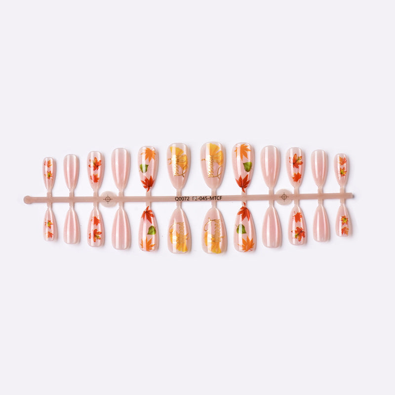 Artistic Fall Leaf Press-On Nail Art Set Stornfield